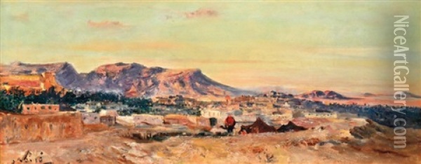 Campement Devant Ghardaia Oil Painting - Maxime Noire