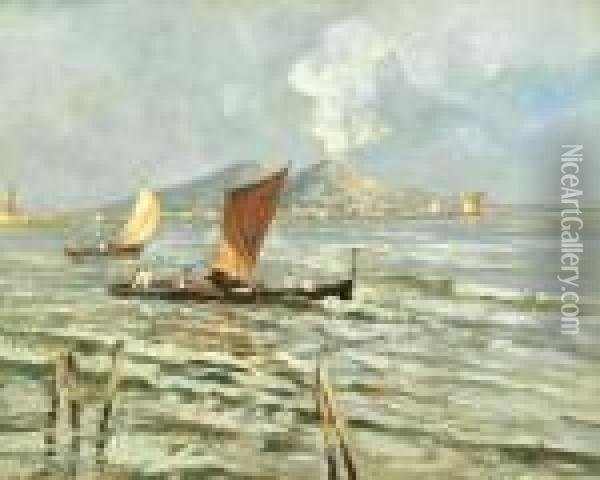 Napoli, Barche Nel Golfo Oil Painting - Attilio Pratella