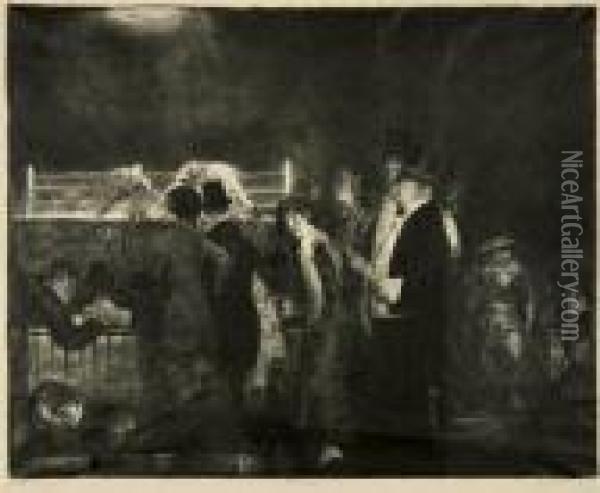 Preliminaries (preliminaries To The Big Bout) (mason 24) Oil Painting - George Wesley Bellows