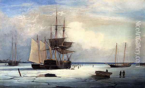 Ships in Ice off Ten Pound Island Oil Painting - Fitz Hugh Lane