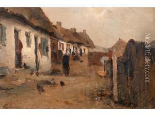 L Entree Du Village Oil Painting - Gustave Gagliardini