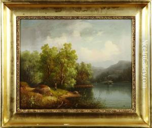 Landskap Med Vattendrag Oil Painting - Carl Abraham Rothsten