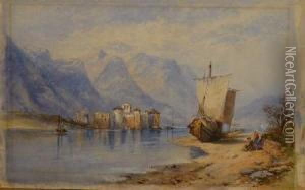 Lake Lugano Oil Painting - Thomas Miles Richardson