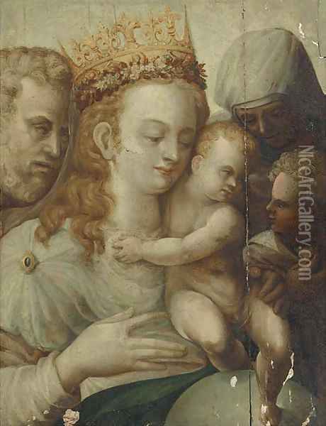 The Holy Family with Saints Anne and John the Baptist Oil Painting - Bartolomeo Neroni