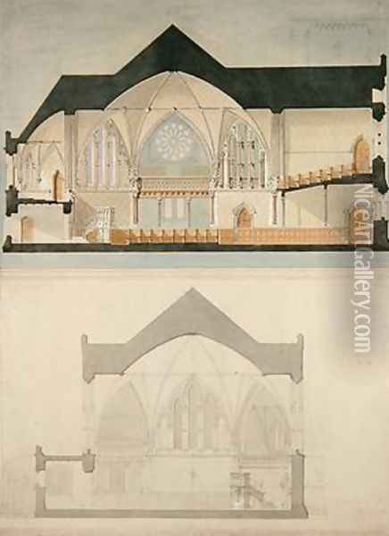 Side Elevation of Trinity College Church Edinburgh Oil Painting - John Lessels
