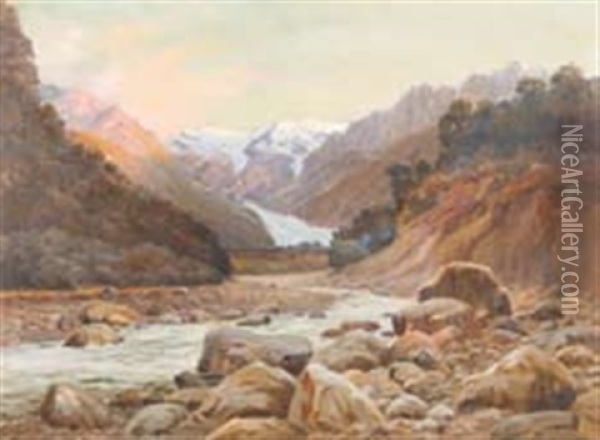 West Coast Glacier Oil Painting - Ernest William Christmas