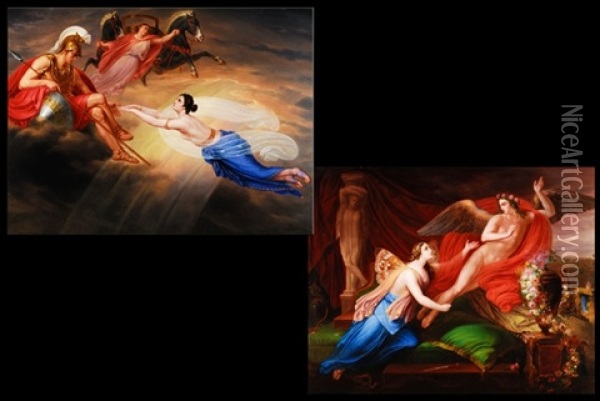 Amor Und Psyche (+ Psyche Im Olymp Bei Dem Kriegsgott Mars; Pair) Oil Painting - Sigmund Ferdinand Perger
