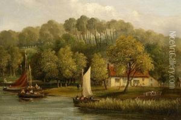 River Scene Oil Painting - Obadiah Short