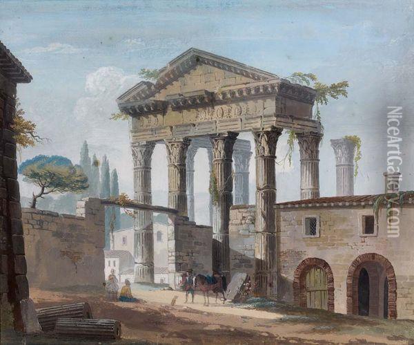 Ruines Animees Oil Painting - Giuseppe Bernardino Bison