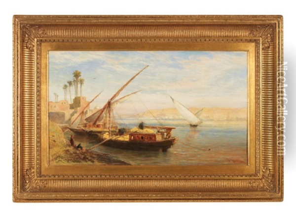 The Grain Boats, Gizeh On The Nile Oil Painting - Frank Dillon