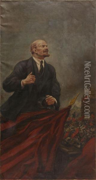 Lenin Beszedet Mond Oil Painting - Viday Brenner Nador