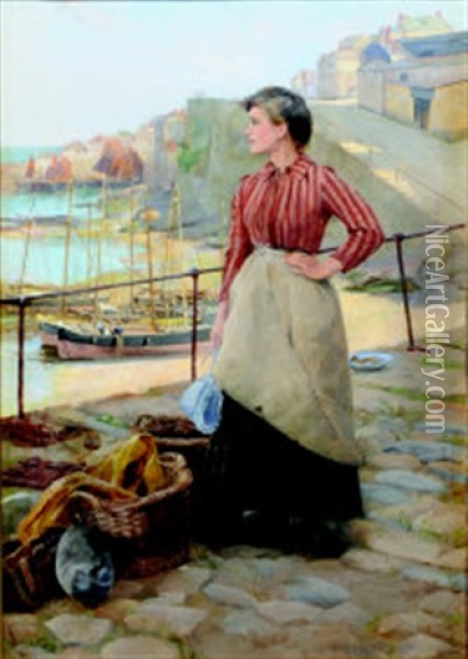 Waiting For The Boat To Come In Oil Painting - Percy Robert Craft