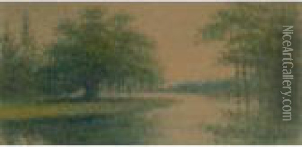 River Landscape Oil Painting - Alexander John Drysdale