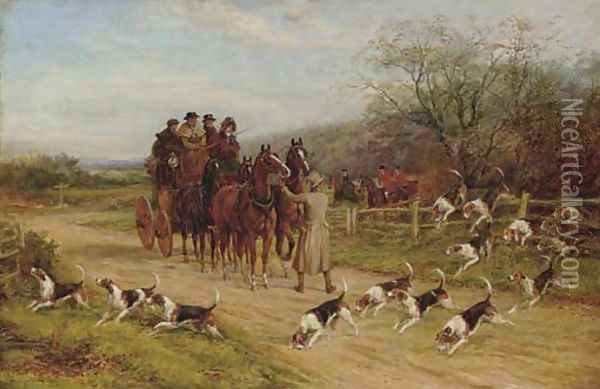 Hounds First, Gentlemen, Hounds First Oil Painting - Heywood Hardy