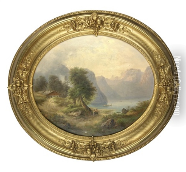 Motiv Aus Dem Salzkammergut Oil Painting - Gustav Barbarini