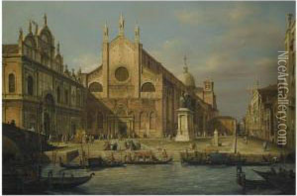 Venice, A View Of The Church Of Ss. Giovanni E Paolo Oil Painting - Francesco Zanin