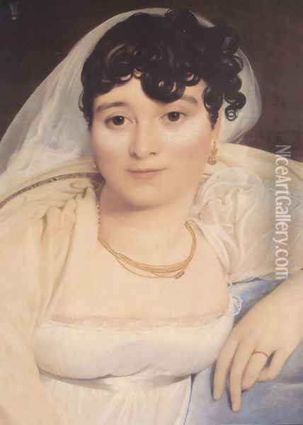 Madame Philibert Rivière, née Marie-Françoise-Jacquette-Bibiane Blot de Beauregard [detail] Oil Painting - Jean Auguste Dominique Ingres