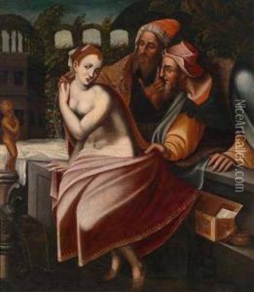 Susanna Unddie Alten Oil Painting - Frans I Vriendt (Frans Floris)