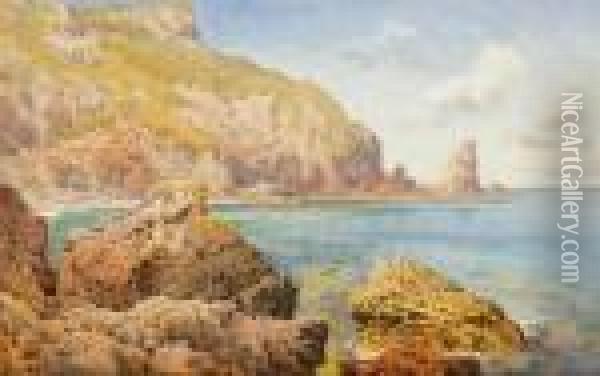 Limestone Cliff, Near Torquay, Devon Oil Painting - Arthur Suker