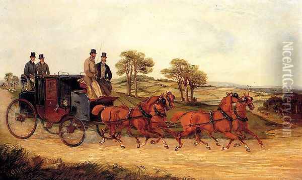 Mail Coaches on an Open Road Oil Painting - Henry Thomas Alken
