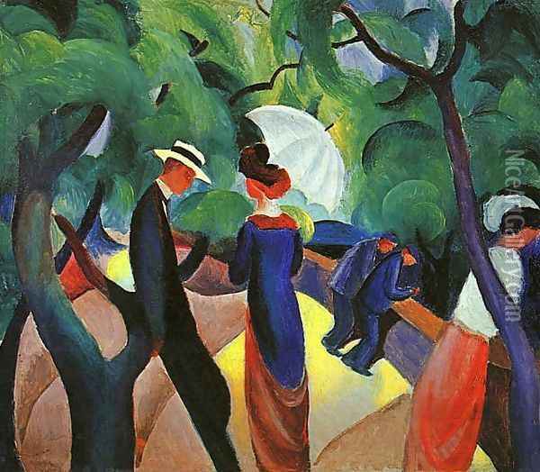 Promenade 1913 Oil Painting - August Macke