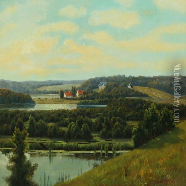 Landscape With Alake Oil Painting - Frederik Lange