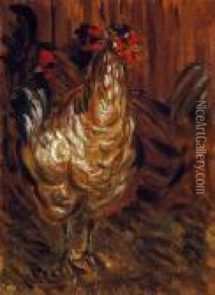 Cock And Hens Oil Painting - Jozsef Rippl-Ronai