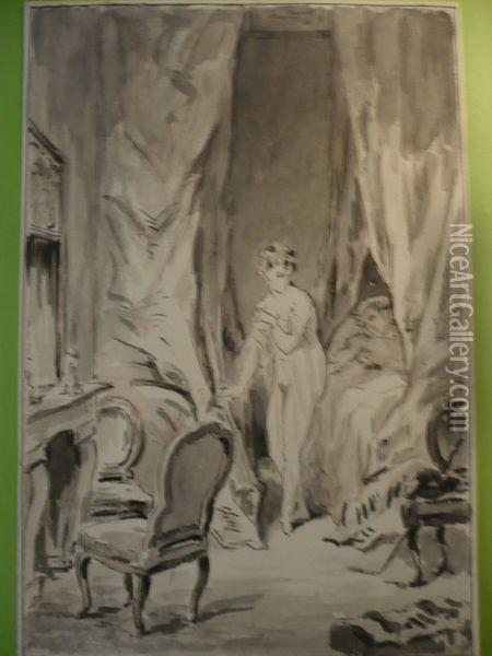 Illustrations Du Voyage Sentimental De Laurence Sterne. Oil Painting - Edmond Hedouin