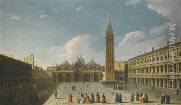 Venice, A View Of Piazza San Marco With The Basilica; Venice, A View From The Giudecca Facing East With The Churches Of The Redentore And The Chiesa Delle Zitelle (pair) Oil Painting -  Master of the Langmatt Foundation Views