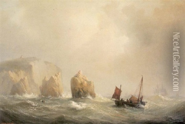 Rocks Off The British Coast Oil Painting - Vilhelm Melbye