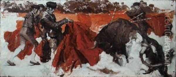 Bullfight (illus. For Cosmopolitan) Oil Painting - Walt Louderback