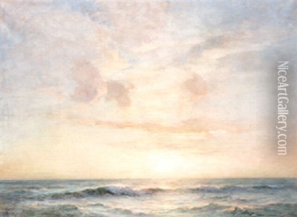 Coucher De Soleil Pleine Mer Oil Painting - Georges Ricard-Cordingley
