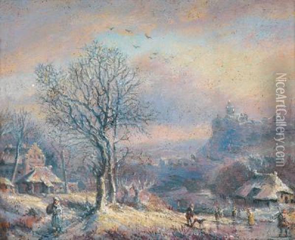 Paesaggio Invernale Oil Painting - Johann Christian Vollerdt or Vollaert