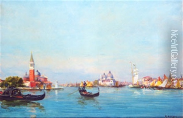Venise, St-georges Majeur Et La Salute Oil Painting - Raymond Allegre