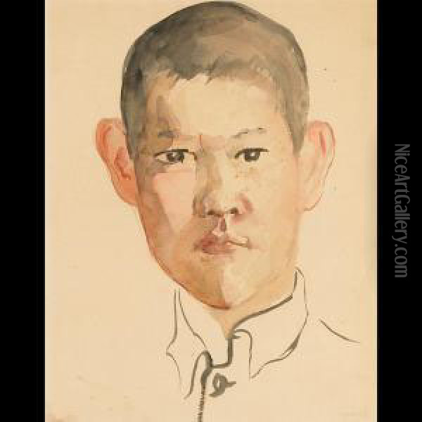 Self Portrait As A Young Boy Oil Painting - Grigorij Musatov