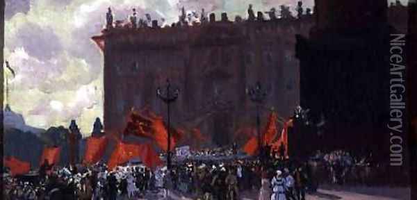Study for the Celebration of the Opening of the Second Congress of the Comintern on Uritsky Square in Petrograd Oil Painting - Boris Kustodiev