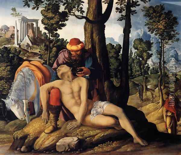 The Good Samaritan 1537 Oil Painting - Anonymous Artist