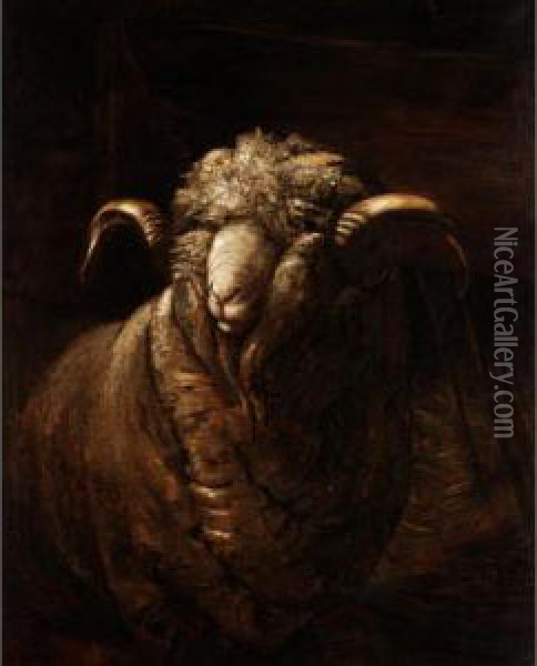 Study Of A Sheep Oil Painting - Bela Pallik