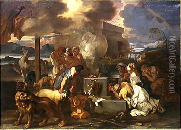 The Sacrifice of Noah, c.1640 Oil Painting - Sebastien Bourdon