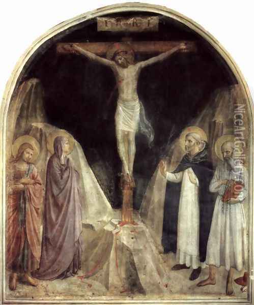 Crucifixion scene with St. Dominic Oil Painting - Angelico Fra
