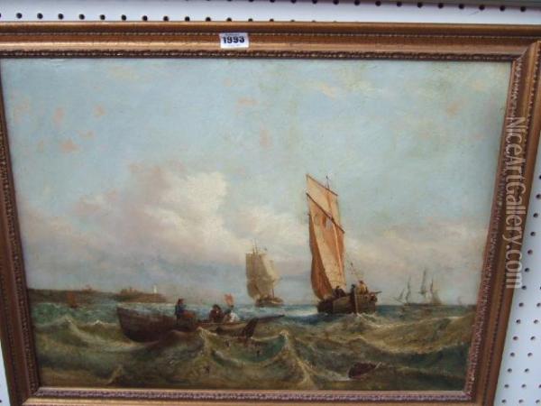 Vessels Off The Coast Oil Painting - William Clarkson Stanfield
