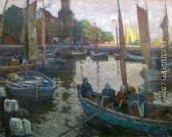 Aus Einer Kleinen Hafenstadt Oil Painting - Richard Albitz