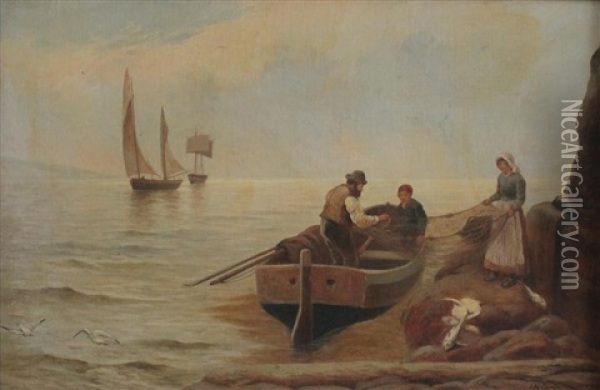 Boat Scene Oil Painting - James Walter Gozzard