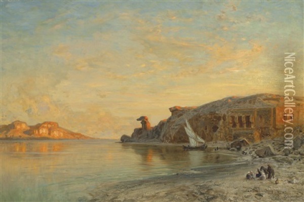 Gebel Silsileh Temple, Egypt Oil Painting - Ernest Karl Eugen Koerner