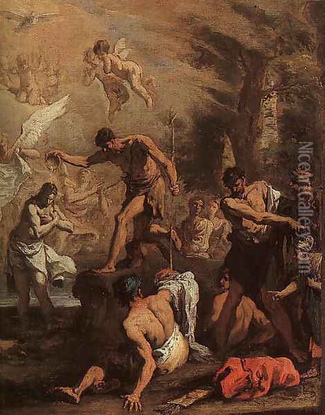 Baptism of Christ (detail) Oil Painting - Sebastiano Ricci