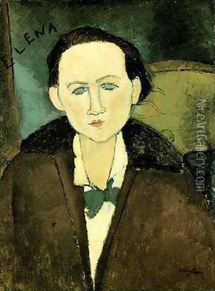 Portrait Of Elena Pavlowski Oil Painting - Amedeo Modigliani