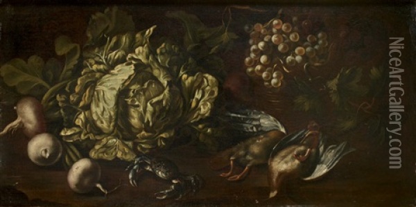 Nature Morte Aux Crabes Et Chou Oil Painting - Vincenzo Campi