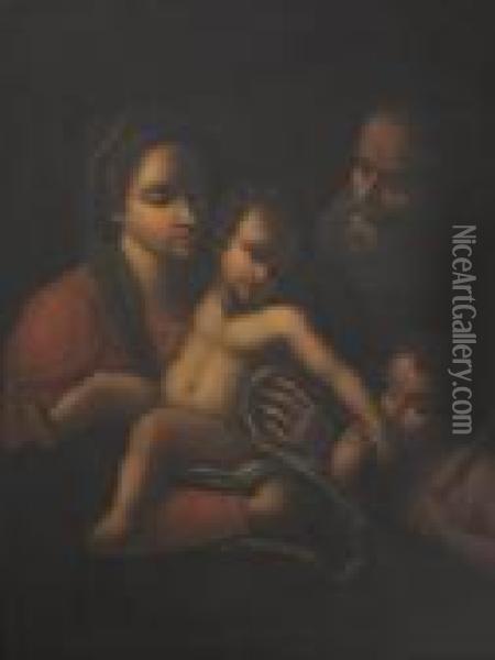 Sacra Famiglia Con San Giovannino Oil Painting - Simone Cantarini Il Pesarese