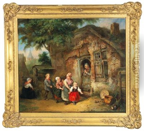 Village Children Oil Painting - Ferdinand de Braekeleer the Elder