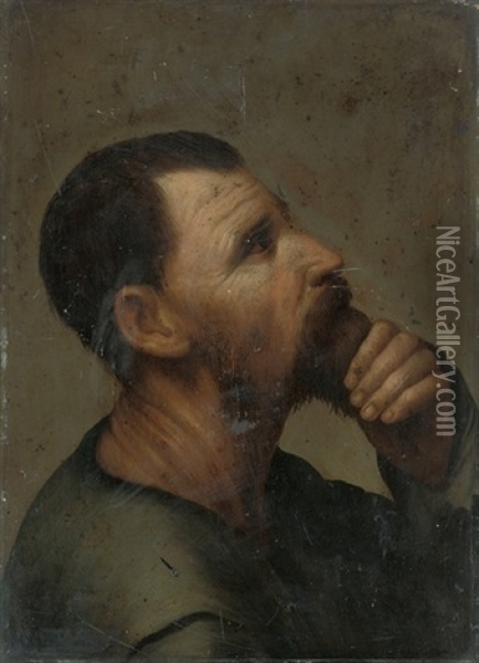 Head Of A Man In Profile (study) Oil Painting - Pieter Fransz de Grebber